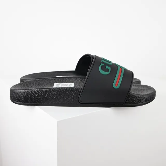 Gucci Slide Black Green Red Rubber sandales 3