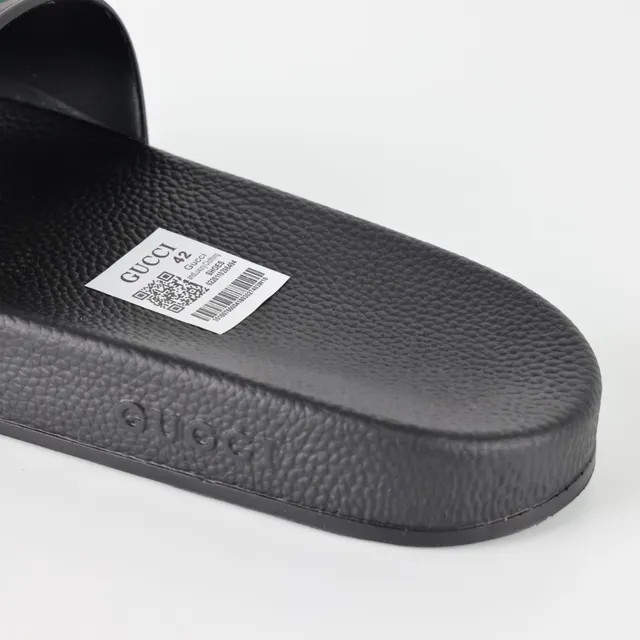 Gucci Slide Black Green Red Rubber sandales 4