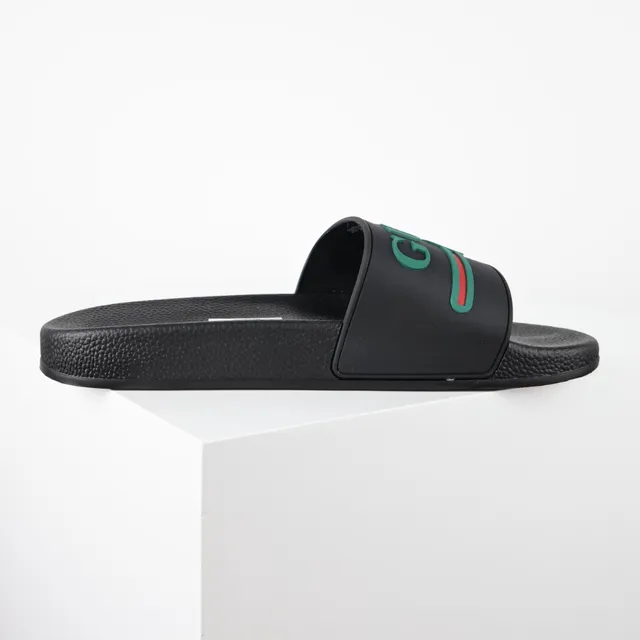 Gucci Slide Black Green Red Rubber sandales 7