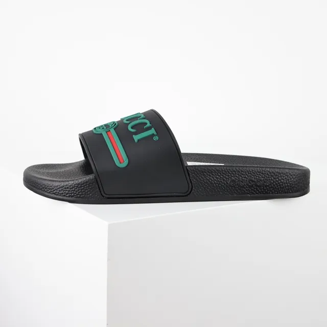 Gucci Slide Black Green Red Rubber sandales 9