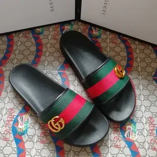 Gucci Slide Negro Verde Rojo Web Strap Zapatillas