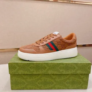 Gucci Tennis 1977 Marrón Monograma Banda Web Estilo de Vida Zapatillas