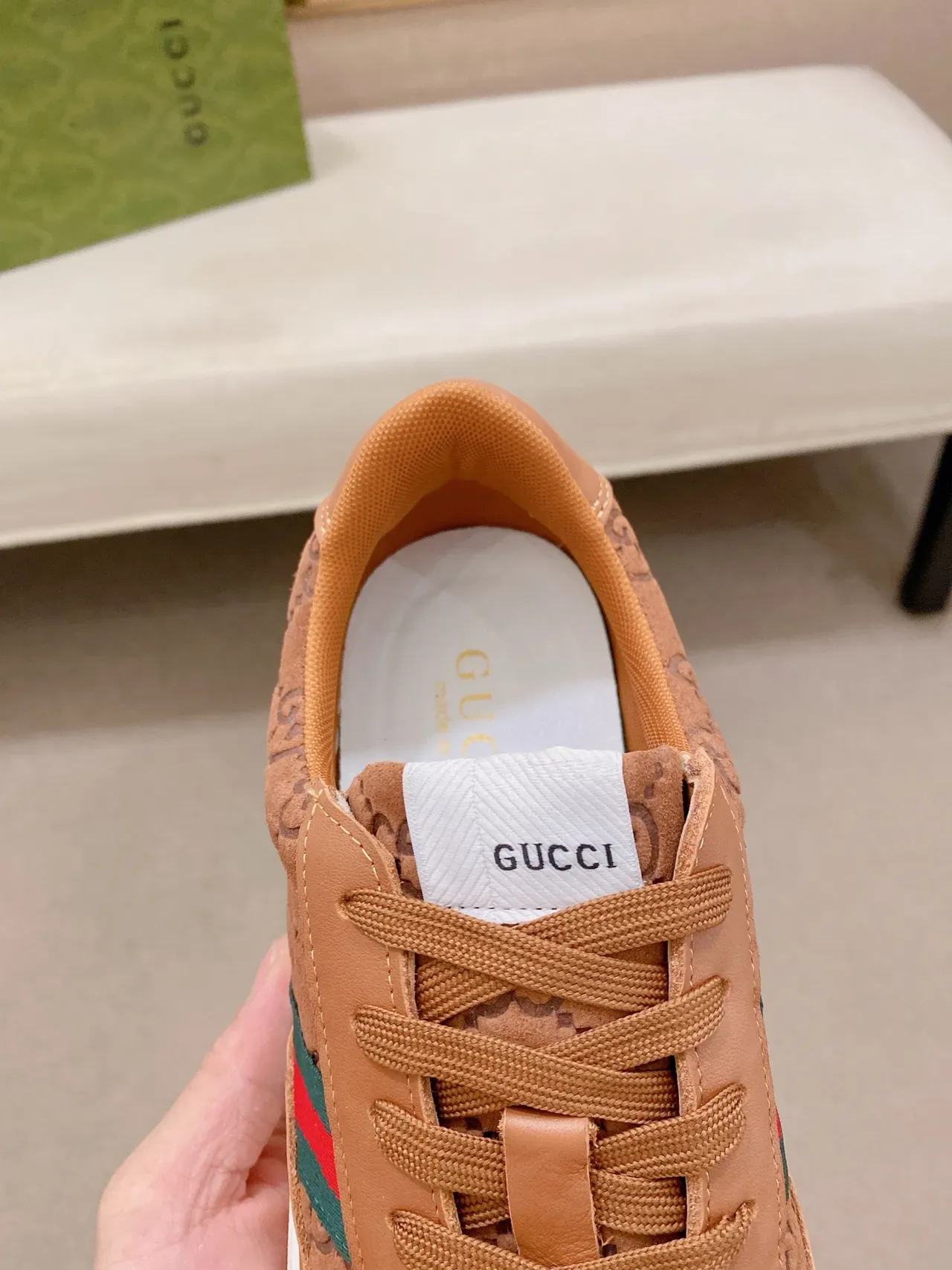 Gucci Tennis 1977 Marron Monogramme Bande Web Chaussures Lifestyle 3