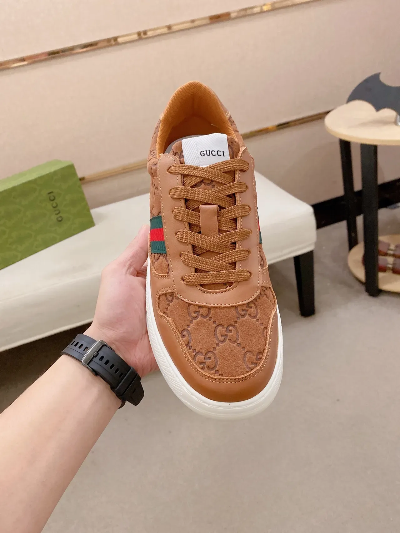 Gucci Tennis 1977 Marron Monogramme Bande Web Chaussures Lifestyle 5