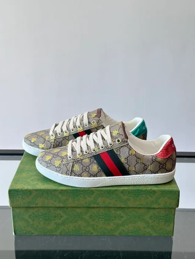 Gucci Tennis 1977 GG Monogram Canvas Web Stripe Snakeskin Heel Lifestyle Sneakers 5