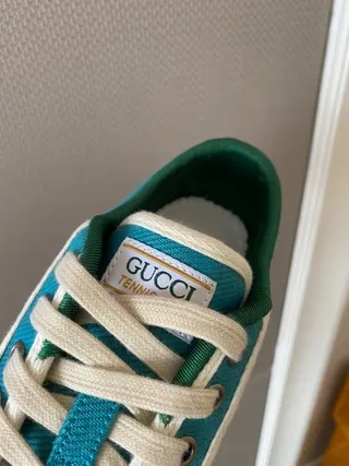 Gucci Tennis 1977 Turquoise Blue Web Stripe Lifestyle Sneakers 7