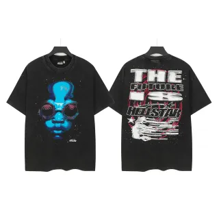 Hellstar Alien Face Graphic Oversized Distressed Black T-Shirt