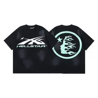 Hellstar Black Green Oversized Fit Graphic Front And Back Print T-Shirt