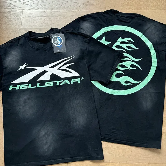 Hellstar 黑绿宽松版型前后图案印花T恤 7