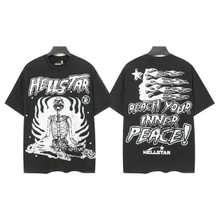 Hellstar Black White Oversized Fit Screen-Printed Graphic T-Shirt