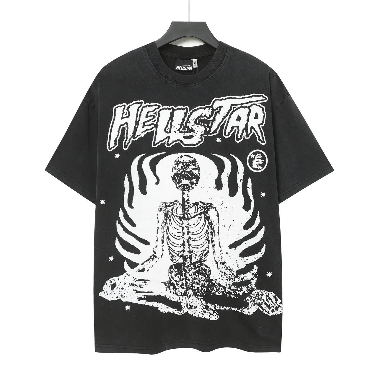 Hellstar 黑白宽松版型丝网印花图案T恤 2