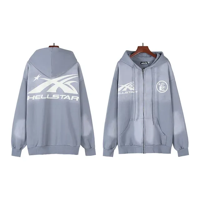 Hellstar Hoodie Oversized com Impressão Gráfica e Zíper Completo 2