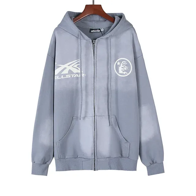 Hellstar Hoodie Oversized com Impressão Gráfica e Zíper Completo 3
