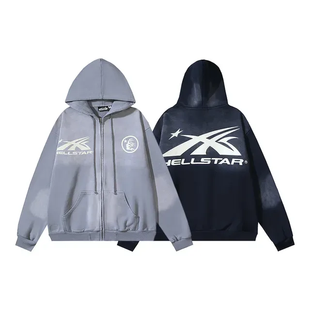 Hellstar Hoodie Oversized com Impressão Gráfica e Zíper Completo 8