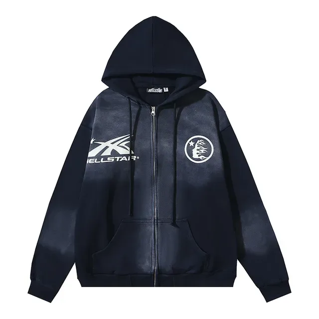 Hellstar Hoodie Oversized com Impressão Gráfica e Zíper Completo 11