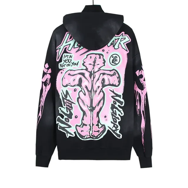 Hellstar Impression Graphique Oversized Hoodie Noir 4