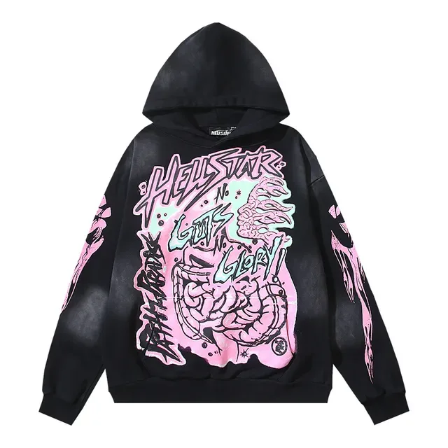 Hellstar Impression Graphique Oversized Hoodie Noir 5
