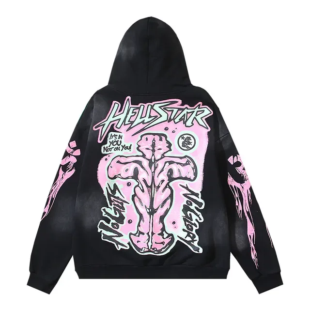 Hellstar Impression Graphique Oversized Hoodie Noir 6