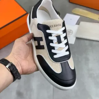Hermès Canvas and Leather 'H' Logo Sneaker