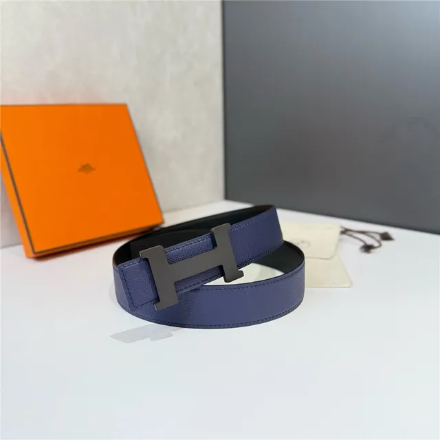 Cinto Hermès Constance reversível Navy e Beige de couro Epsom 6