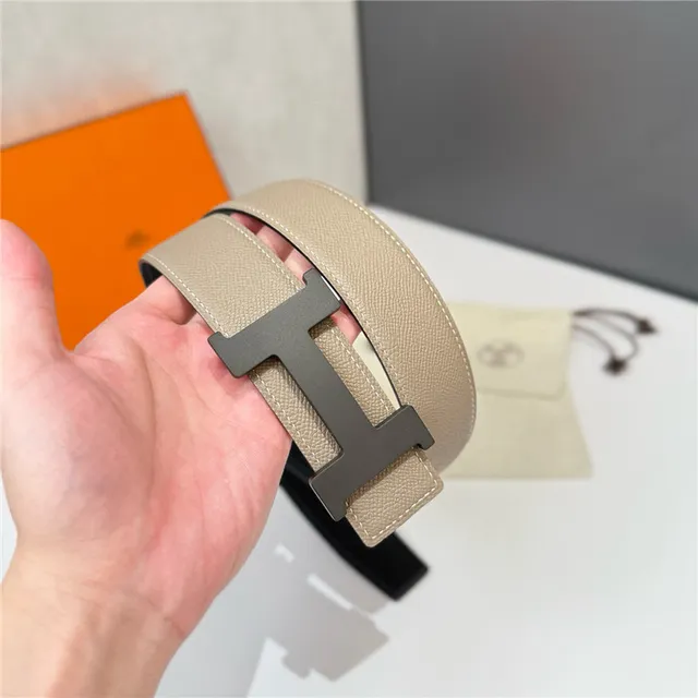 Cinto Hermès Constance reversível Navy e Beige de couro Epsom 8