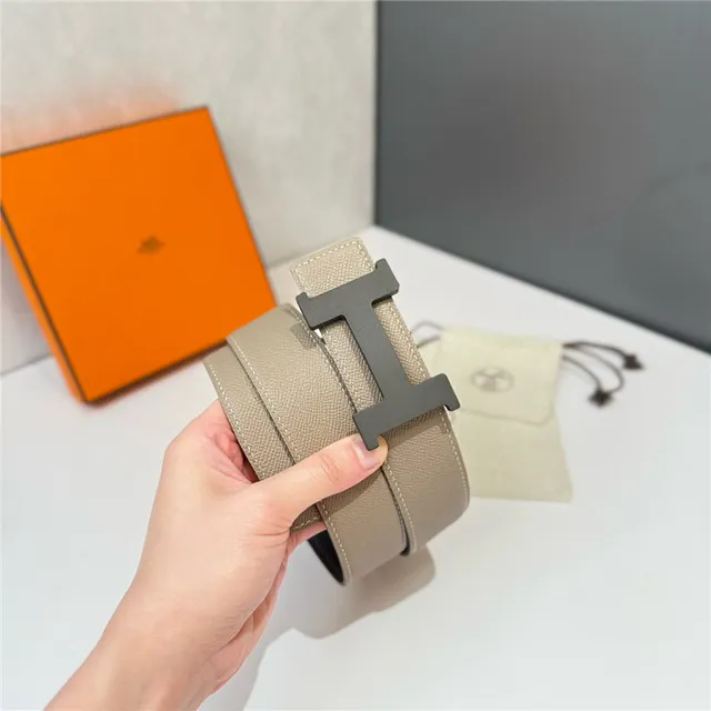 Cinto Hermès Constance reversível Navy e Beige de couro Epsom 9