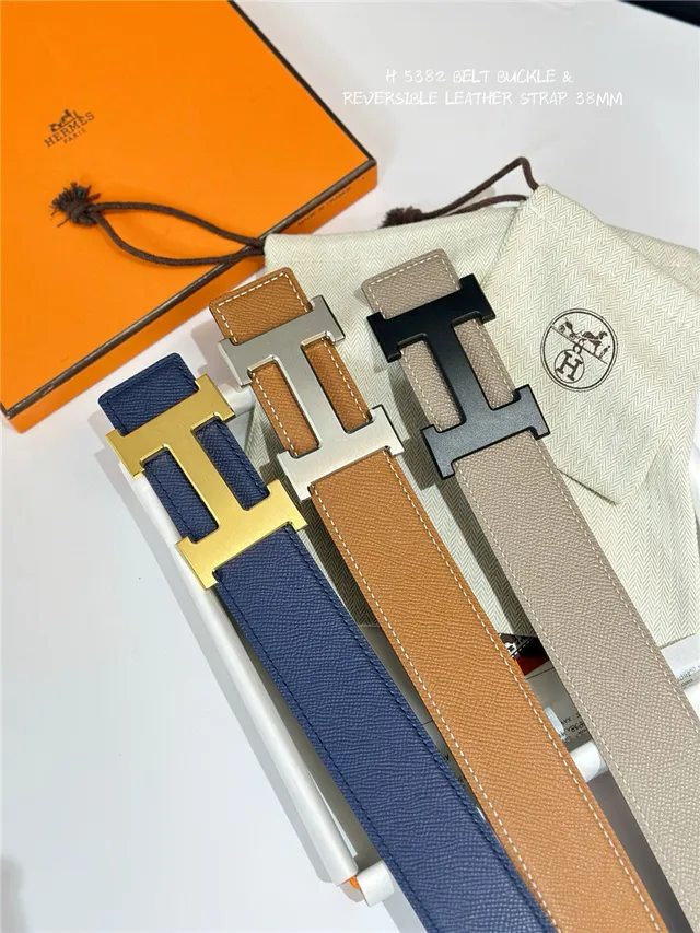 Cinto Hermès Constance reversível Navy e Beige de couro Epsom 17