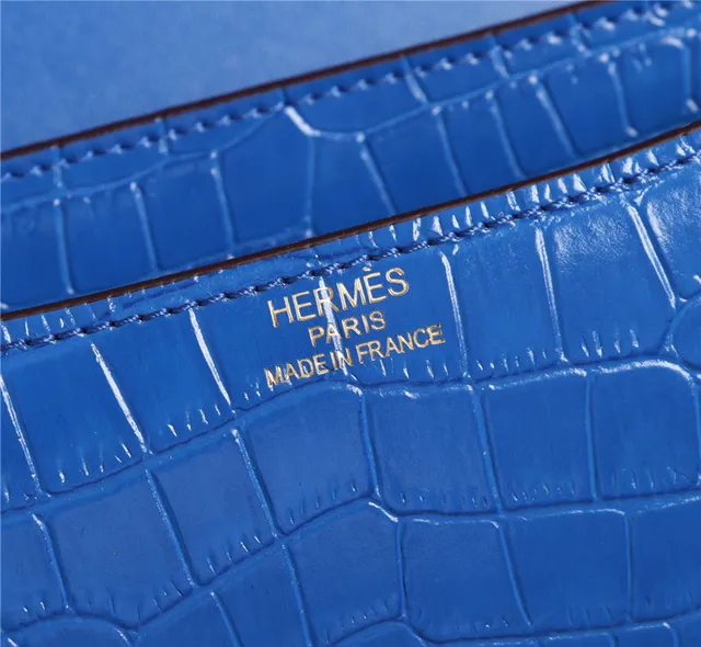 Hermès Constance Orange White Crocodile-Embossed Leather H-Shaped Metal Clasp Handbag 23