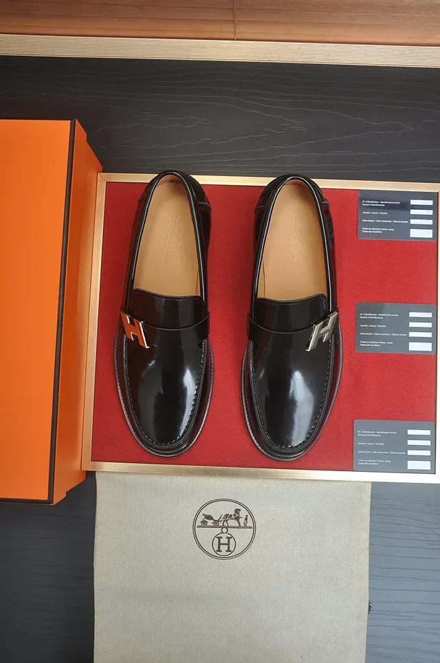 Hermès H Logo Loafer Black Patent Leather Slip-On Loafers 5