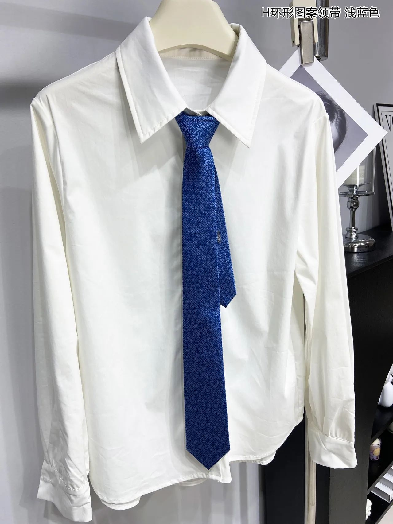 Hermès H Motif Azul Negro Jacquard Weave Light Base Corbata 7