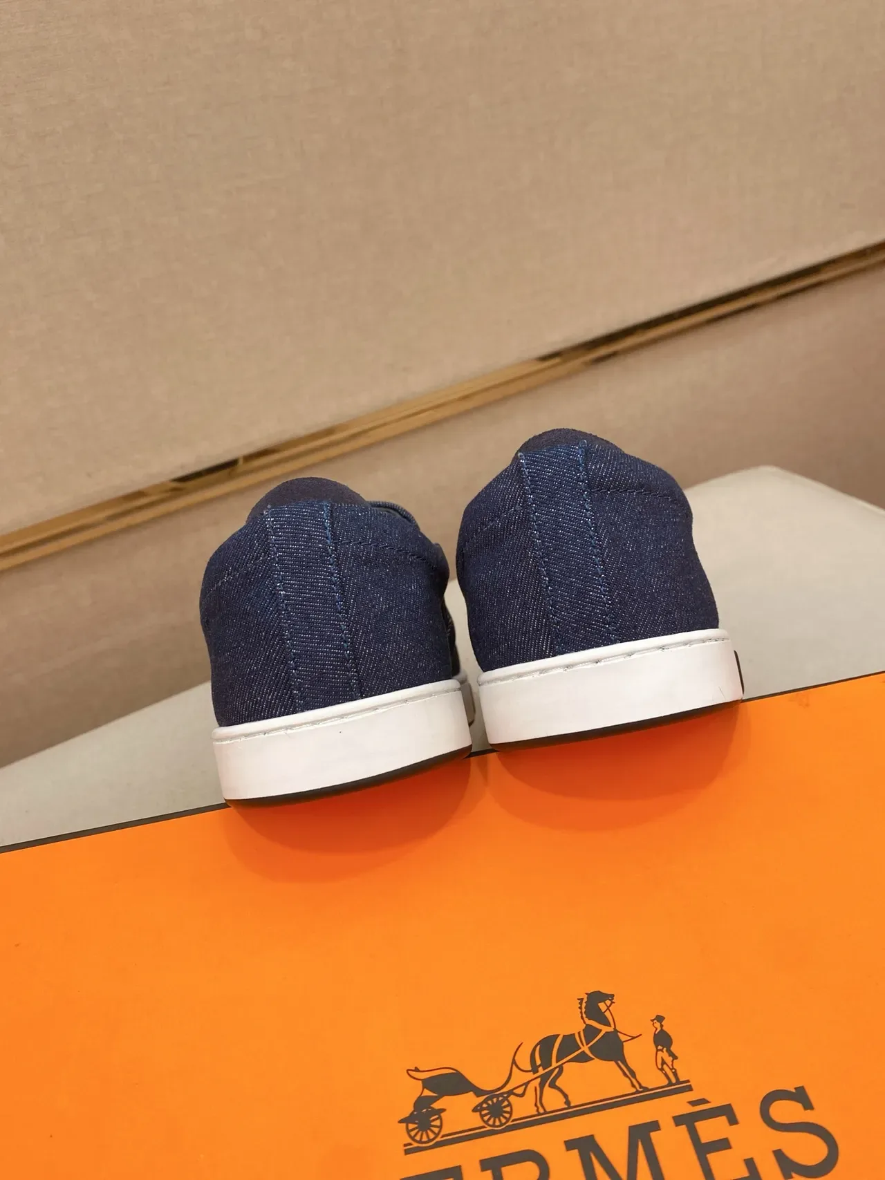 Hermès H 海军蓝牛仔一脚蹬生活休闲鞋 3