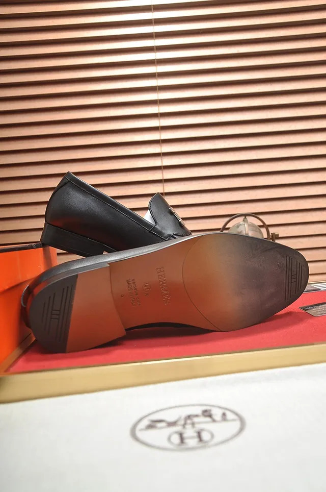 Hermès Oran جلد أسود H-Buckle لافر 3