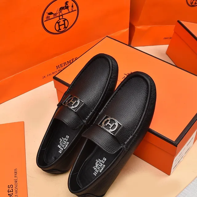 Hermès Oran مكاسين جلد أسود مقعر 3