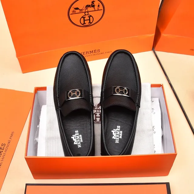 Hermès Oran مكاسين جلد أسود مقعر 4