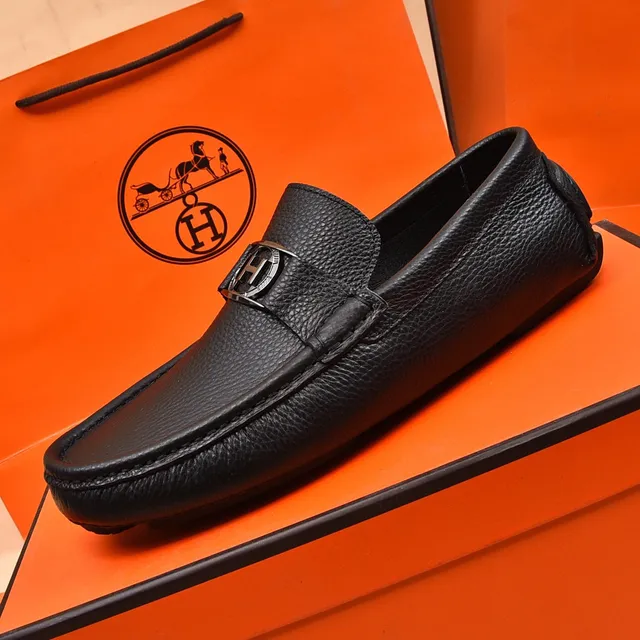 Hermès Oran مكاسين جلد أسود مقعر 6