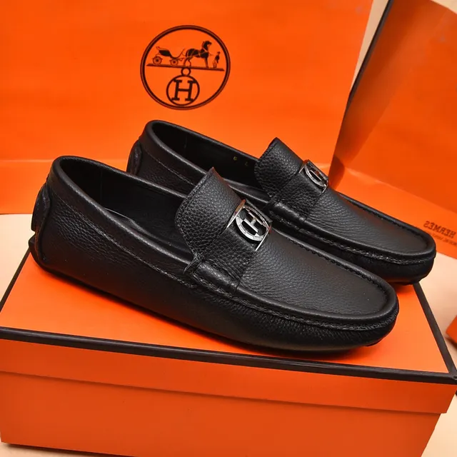 Hermès Oran مكاسين جلد أسود مقعر 9