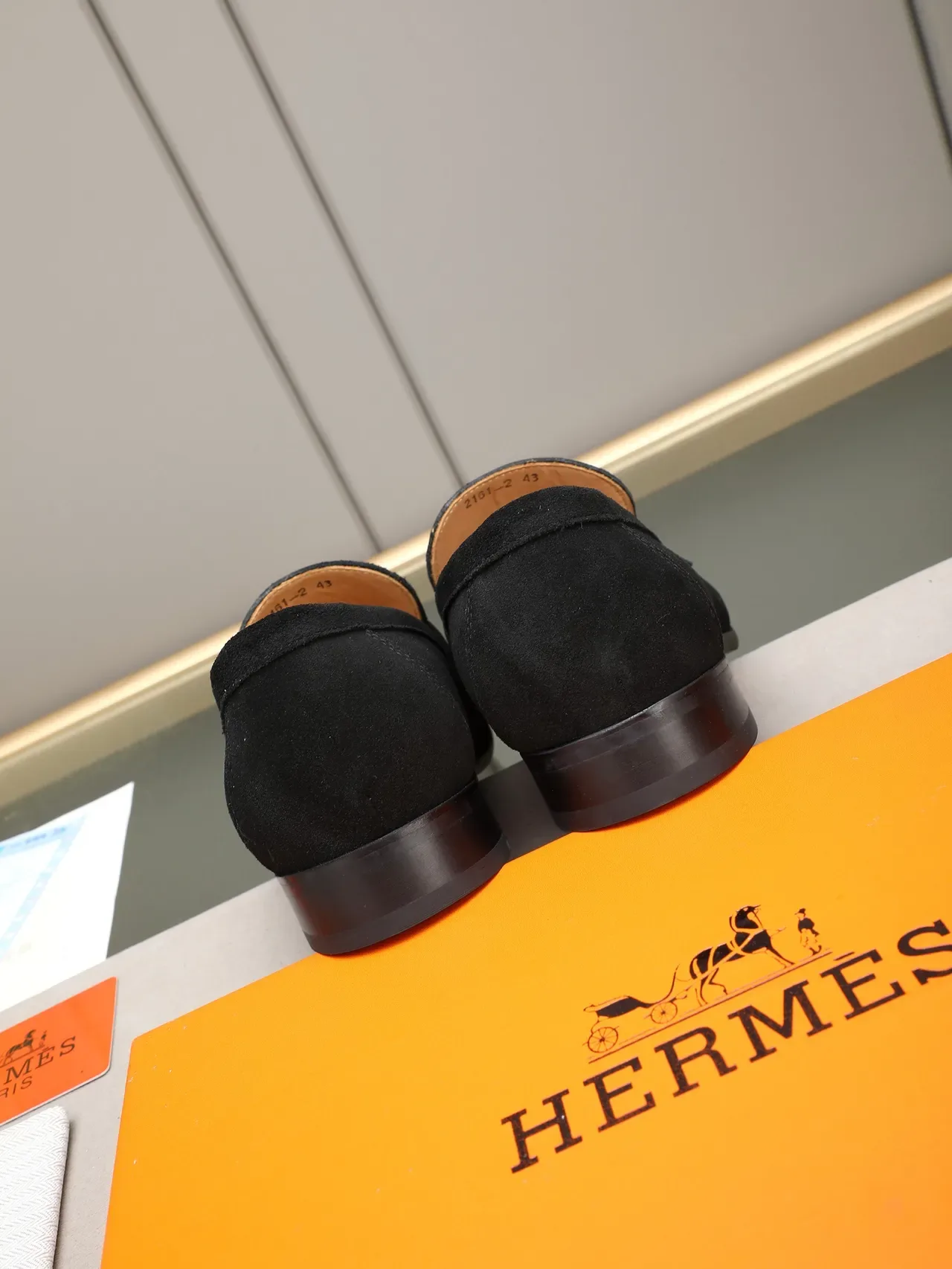 Hermès Oran Black Suede H-Buckle Loafer 3