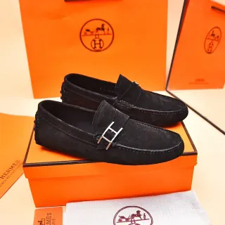 Hermès Oran কালো সুয়েড H-Buckle লুফার