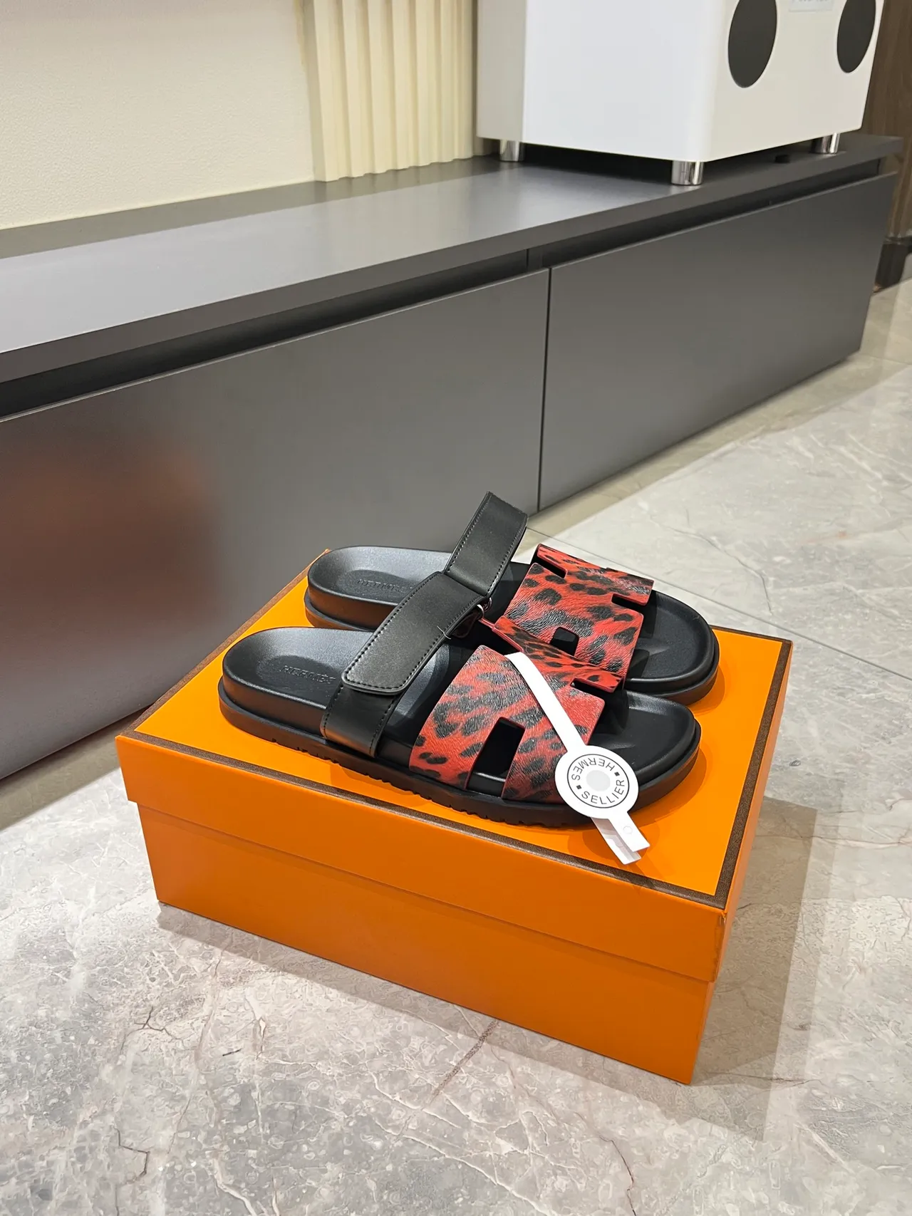 Hermès Oran H-Strap Animal Print Slippers 13