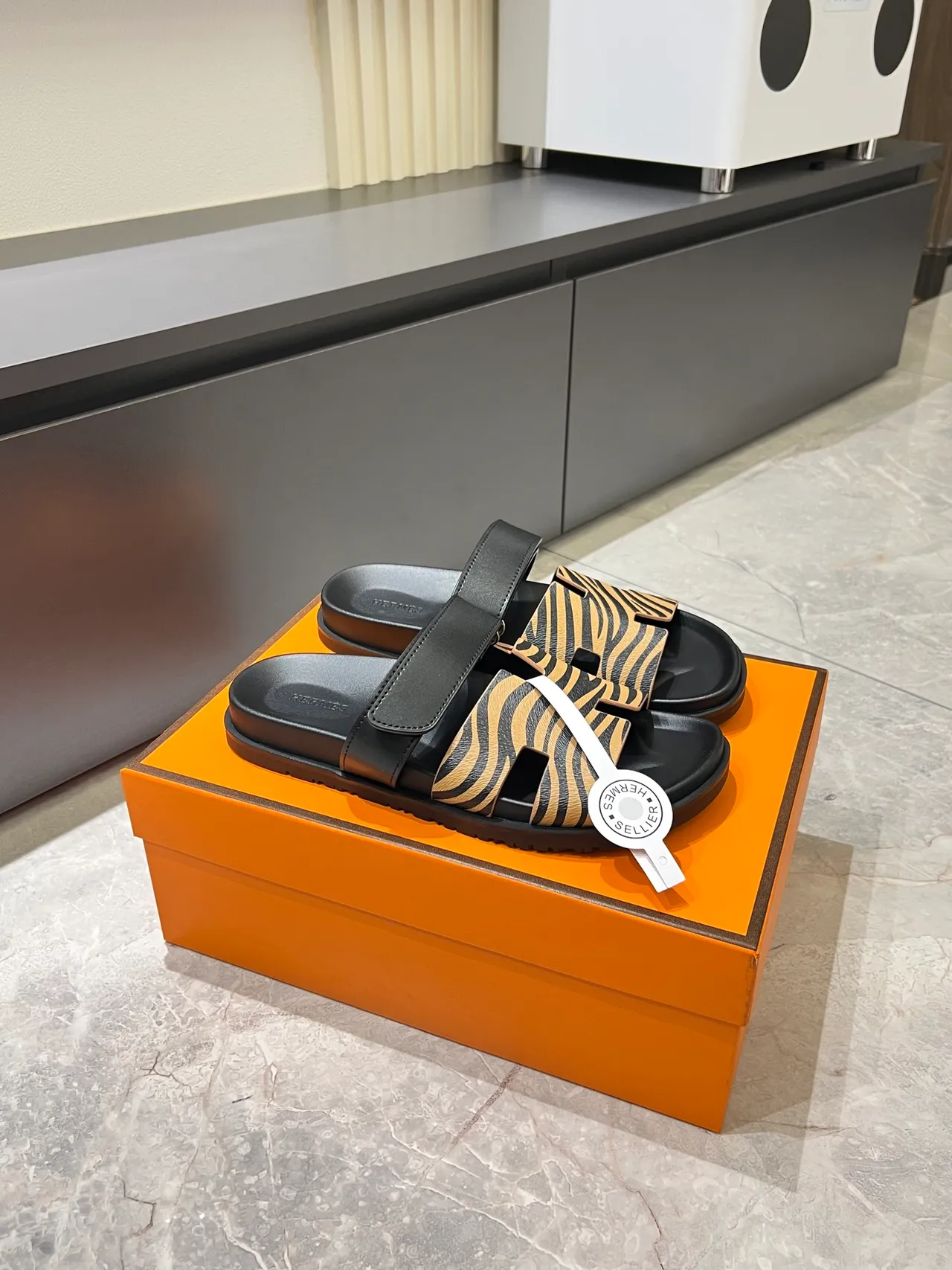 Hermès Oran H-Strap Animal Print Slippers 16
