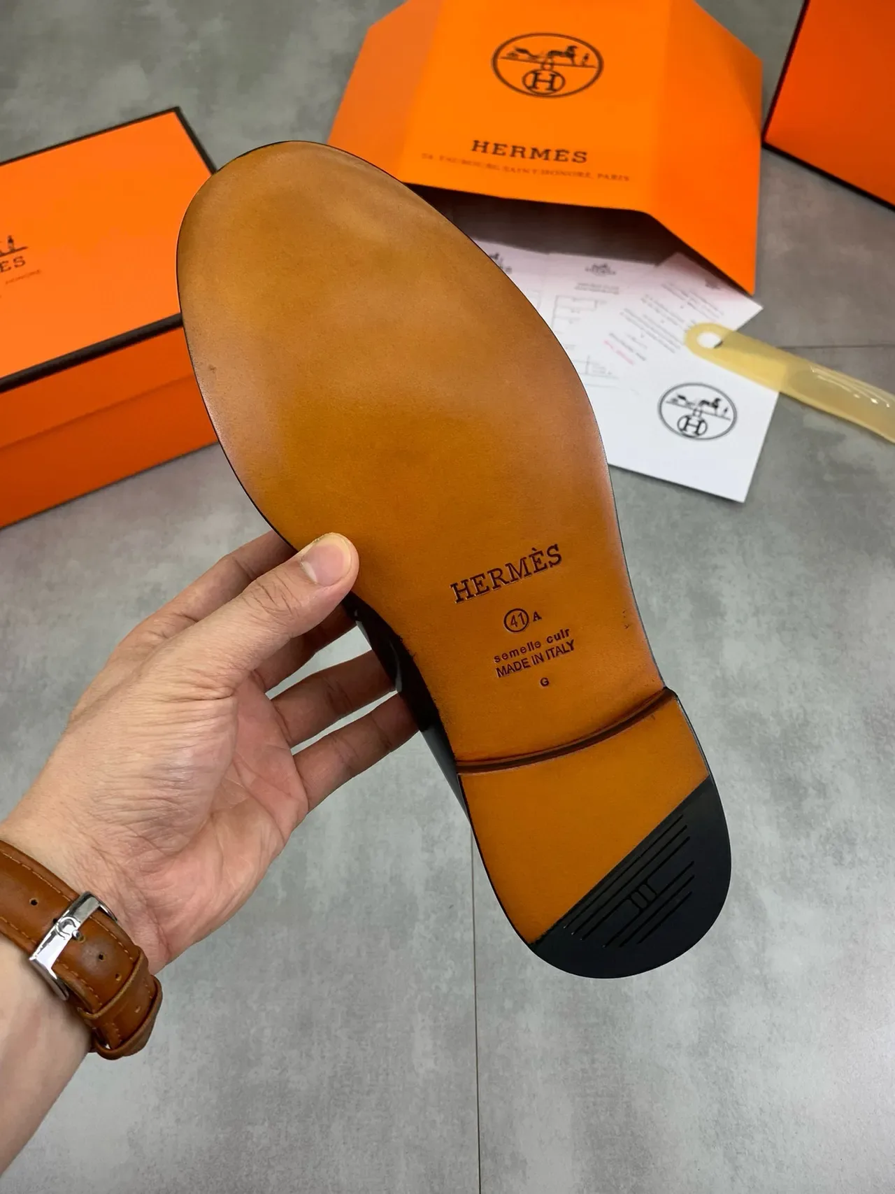 Hermès Oran Loafer Black Patent Leather H-Buckle Loafers 3