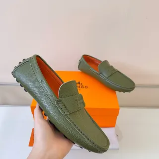 Hermès Oran Loafer 橄榄绿 粒面皮革 乐福鞋