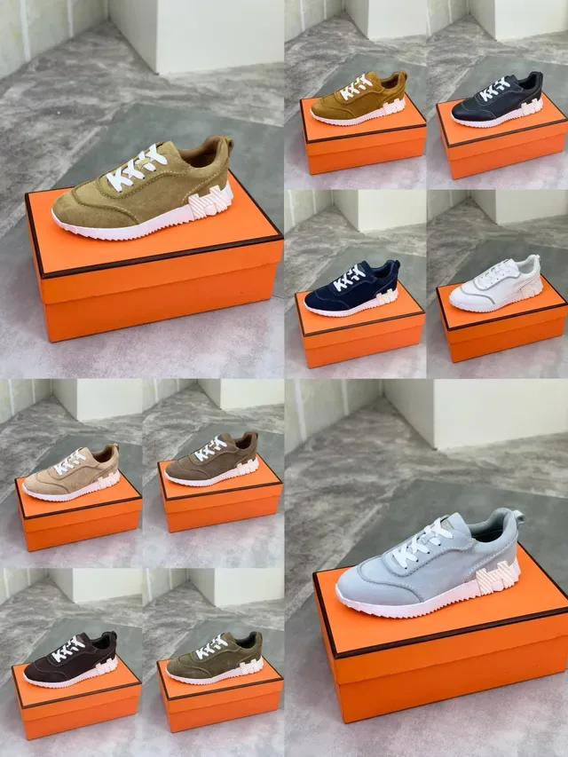 Hermès Oran Daim Tan et Blanc Lifestyle Sneakers 2