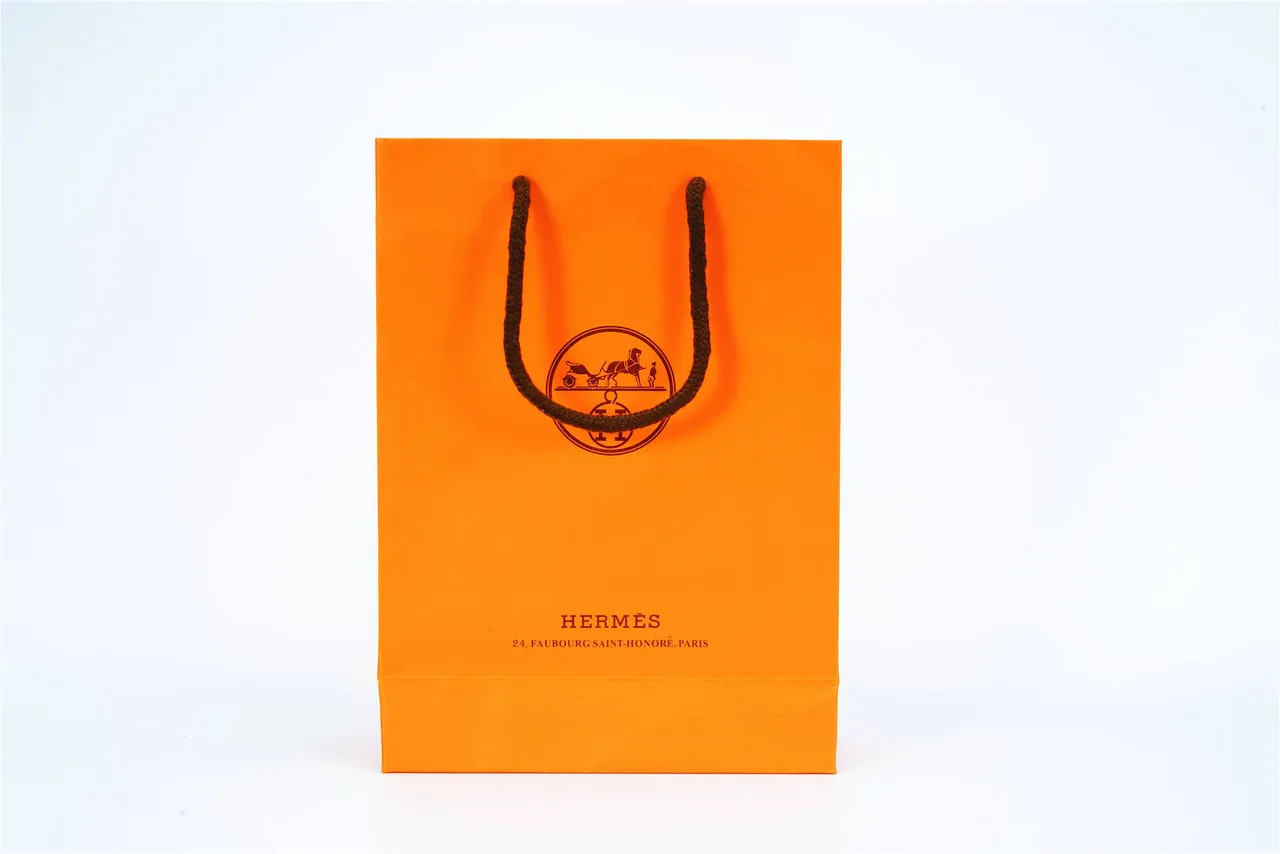 Hermès नारंगी भूरी कागज का थैला कठोर बॉक्स हैंडबैग 2