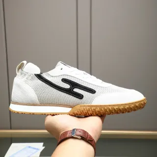Hermès White Black Mesh And Suede Upper Stylized 'H' Logo Sneakers