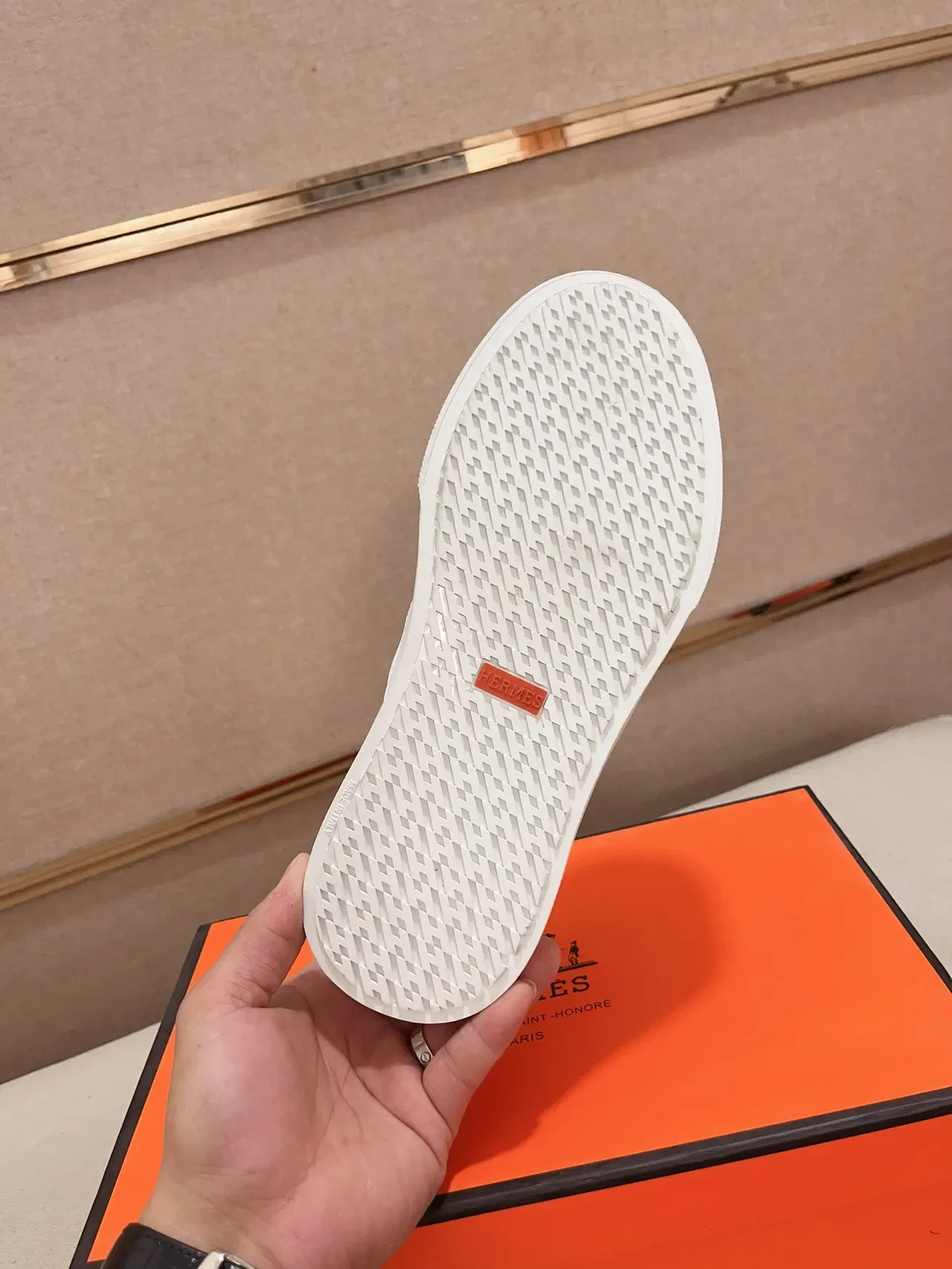 Hermès White Orange Leather Upper Low-Top Lifestyle Sneakers 2
