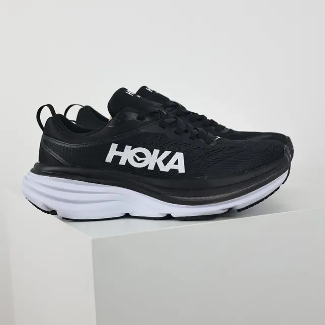 Hoka Black White Engineered Mesh Upper Thick Layered Midsole Running Shoes 3
