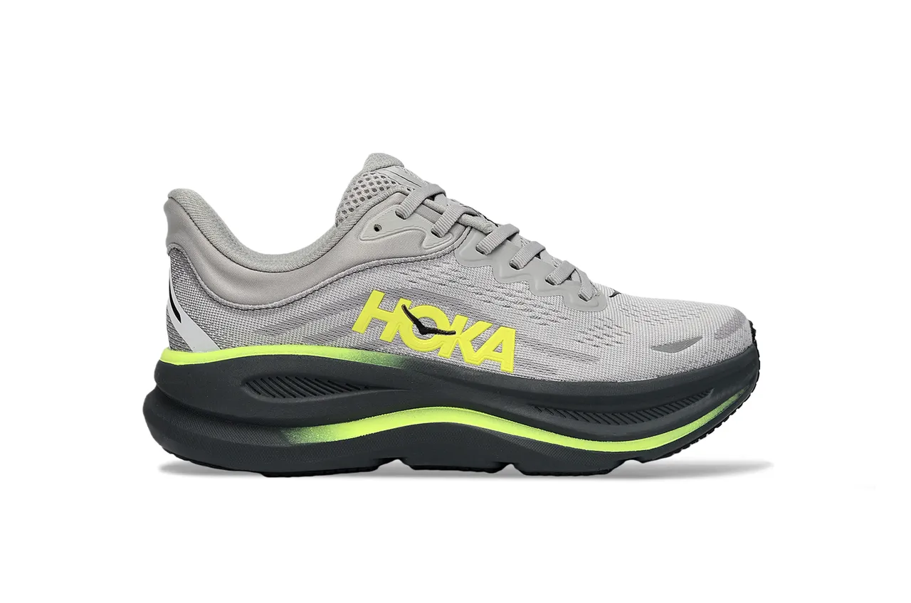 Hoka Gris Amarillo Malla Ingenierizada Parte Superior Mediasuela Gruesa Cushionada Zapatillas de Running 2