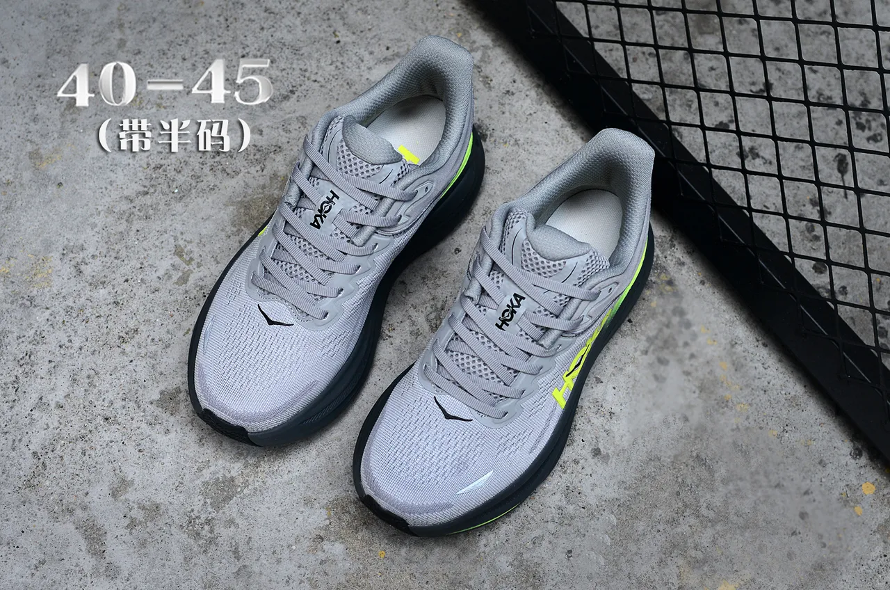 Hoka Gris Amarillo Malla Ingenierizada Parte Superior Mediasuela Gruesa Cushionada Zapatillas de Running 4