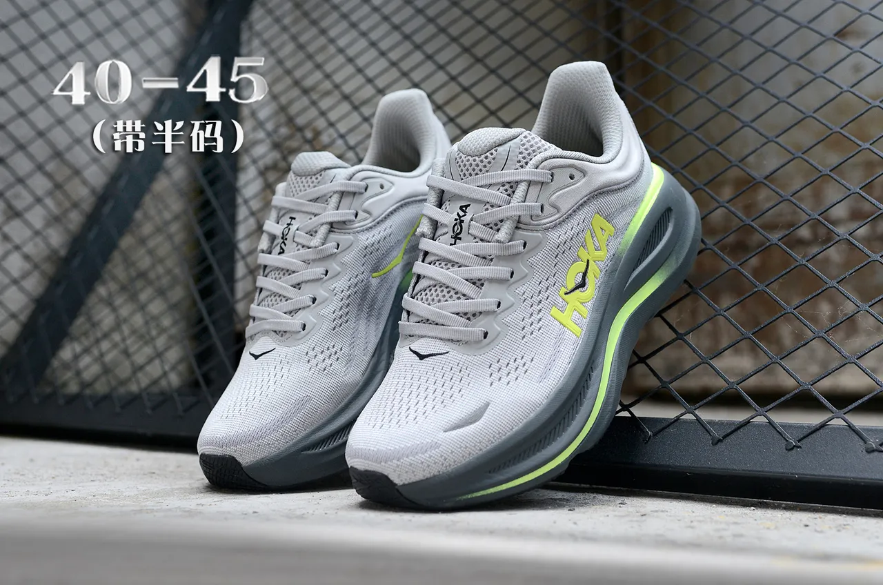 Hoka Gris Amarillo Malla Ingenierizada Parte Superior Mediasuela Gruesa Cushionada Zapatillas de Running 5